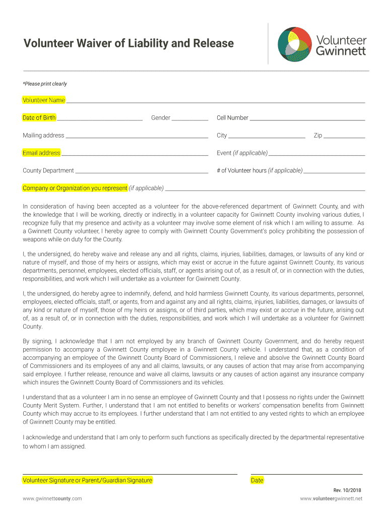 Gwinnett Waiver  Form