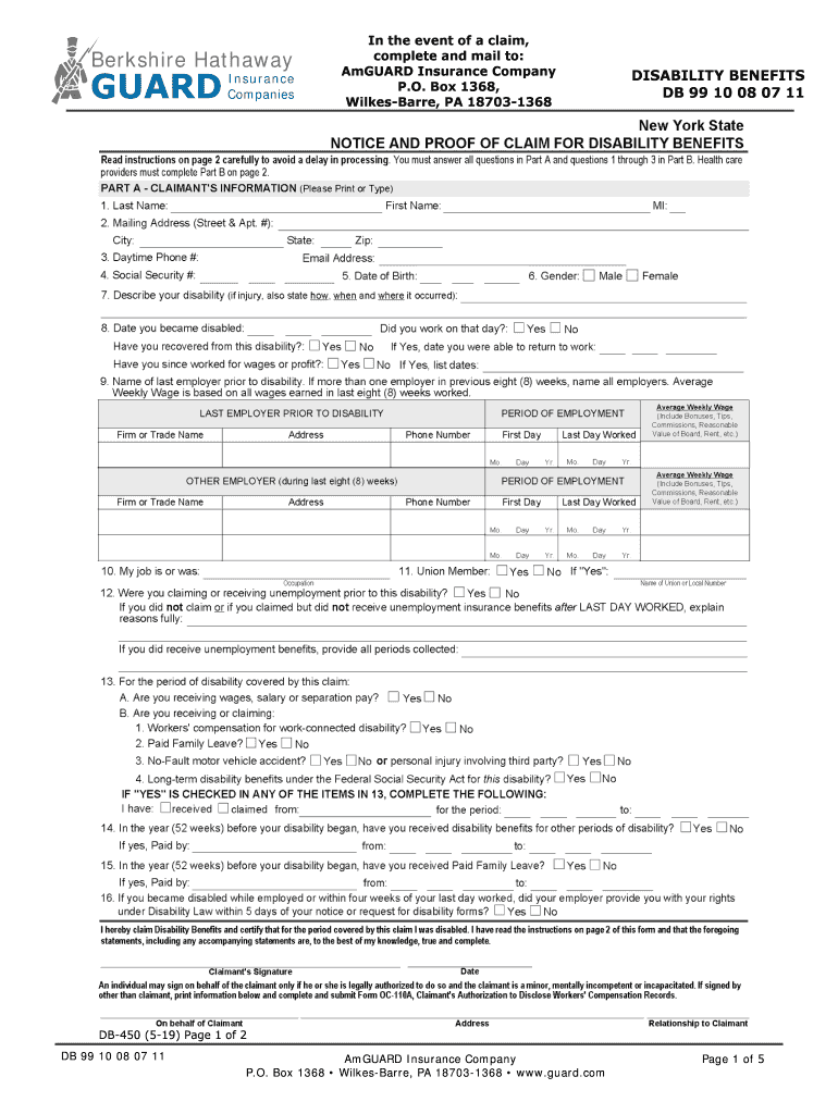 NY DBL DB 99 10 08 07 11 Notice and Proof of Claim DOC  Form