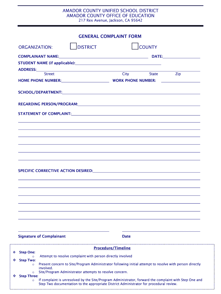 ACUSDACOE Uniform Complaint Form