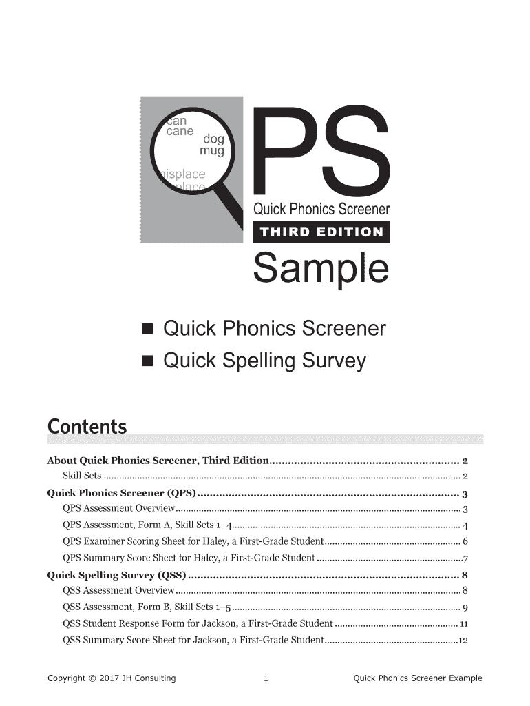 Quick Phonics Screener Third Edition  Form