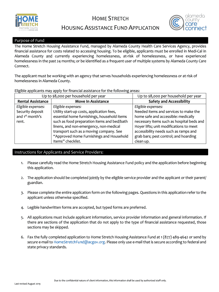 Homestretch Alameda County  Form