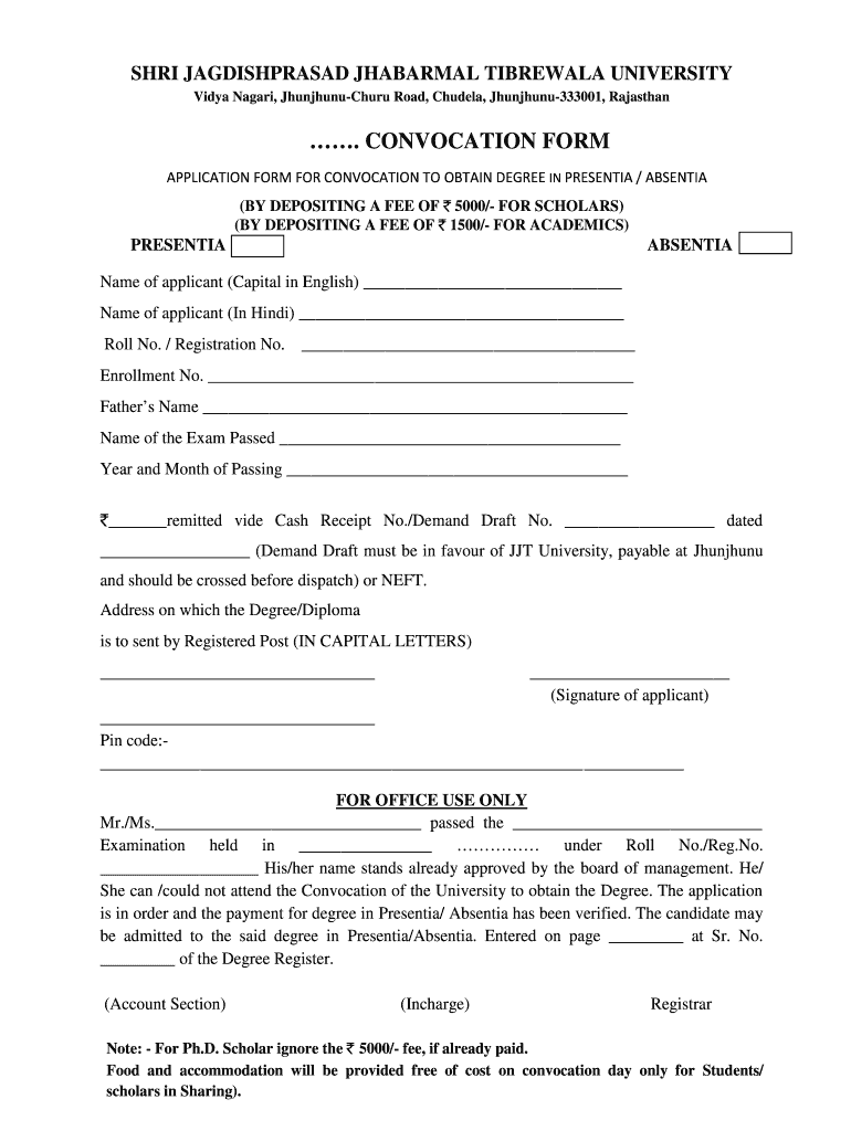 Jjtu Convocation  Form