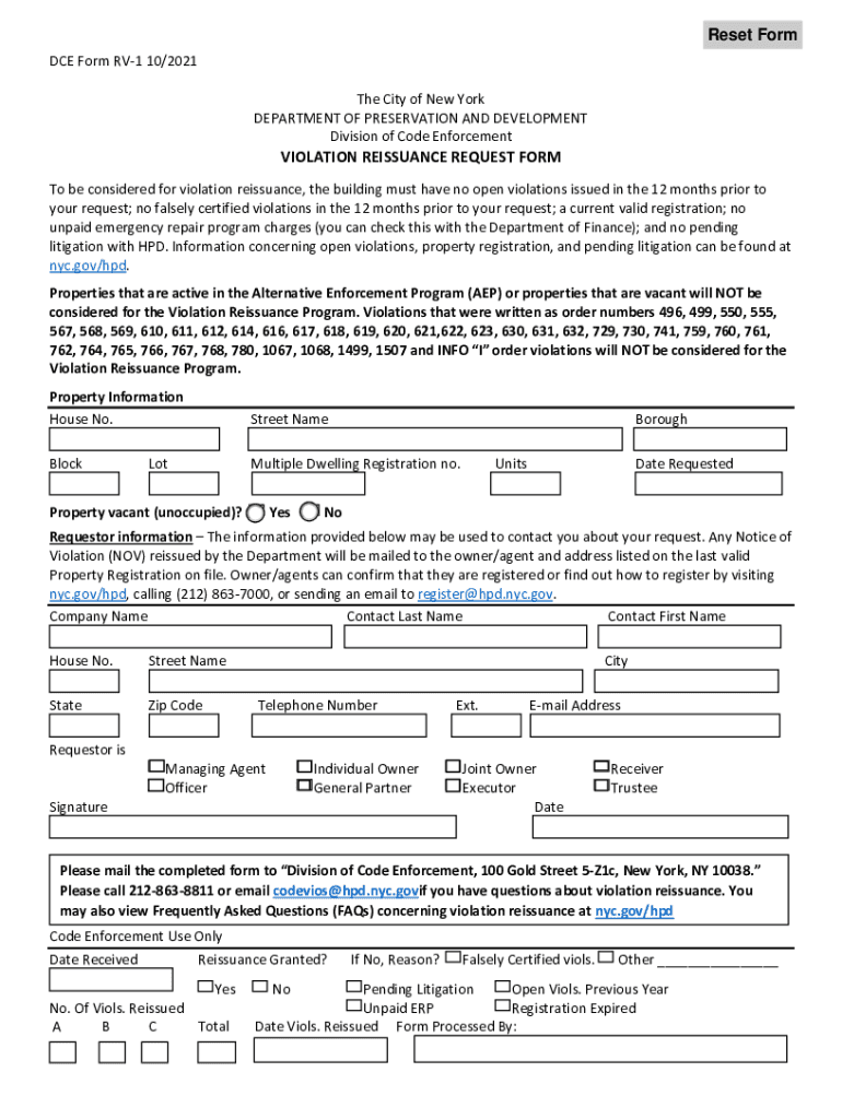  NY DCE RV 1 Form 2021-2024