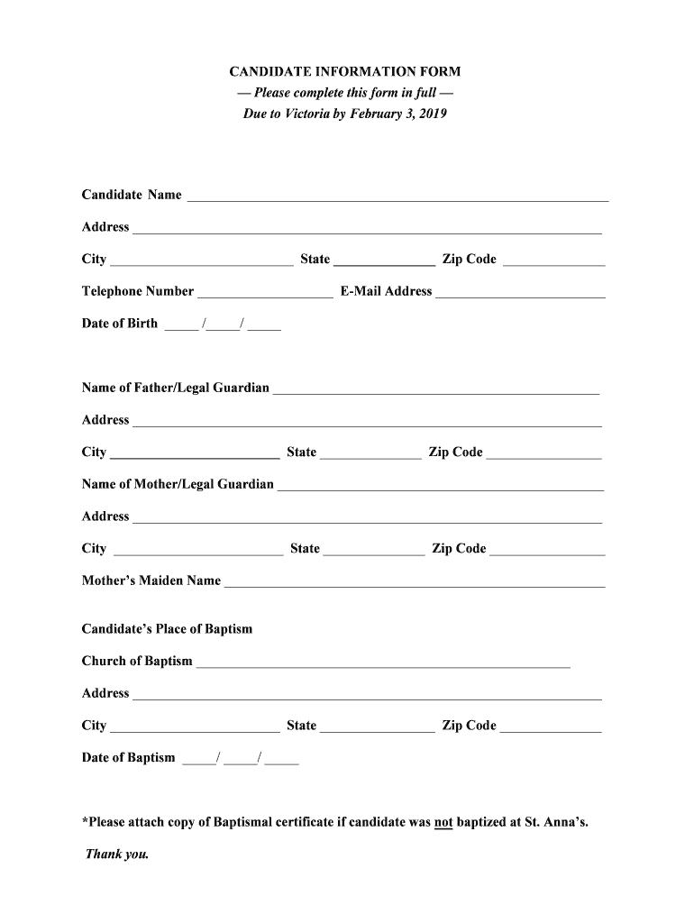 CANDIDATE INFORMATION FORM DOC