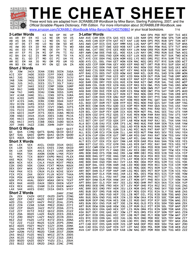 Scrabble Cheat Sheet  Form