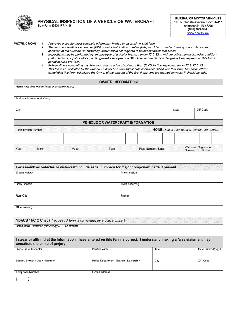  Indiana Form 39530 2019-2024