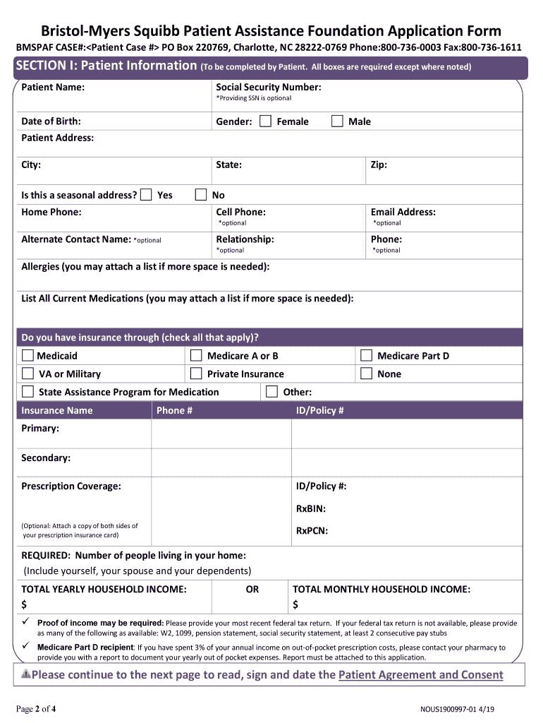  Bms Patient Assistance Application 2019-2024