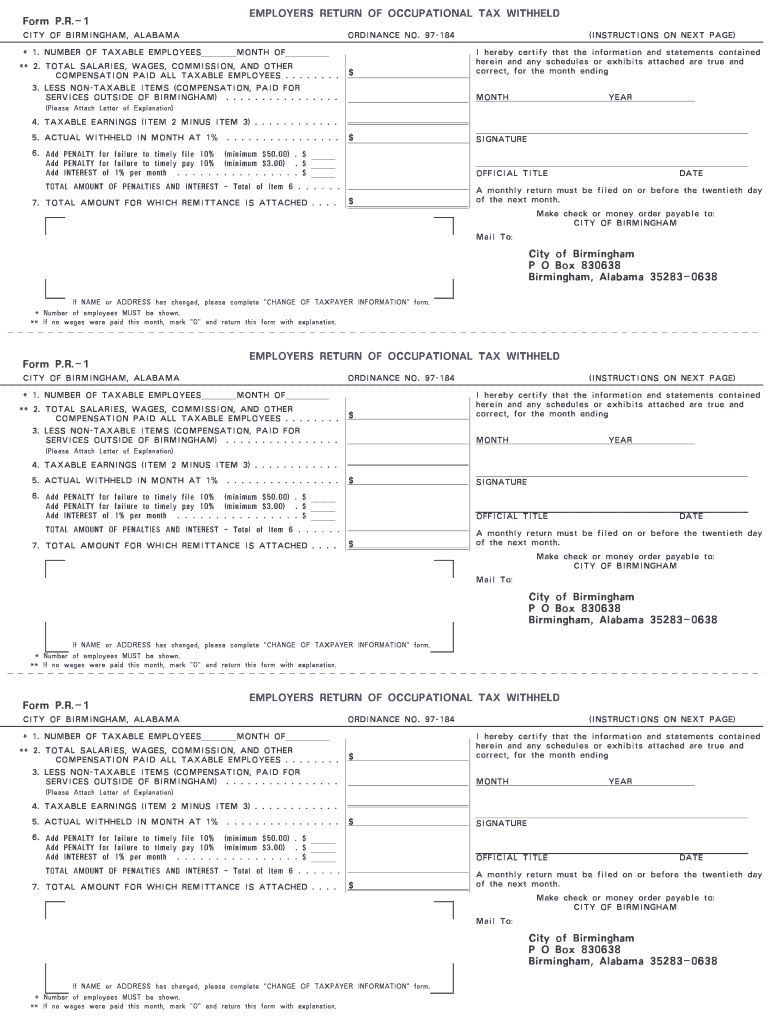 Birmingham Al Occupational Tax File Online  Form