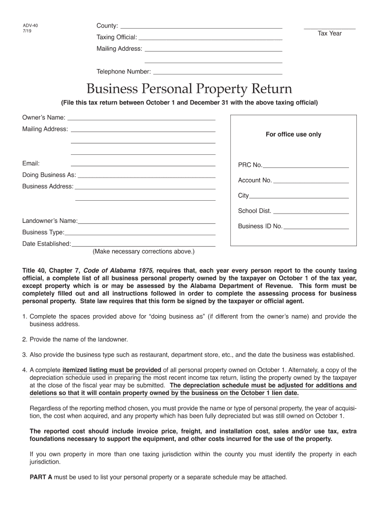 Alabama Adv 40 Form