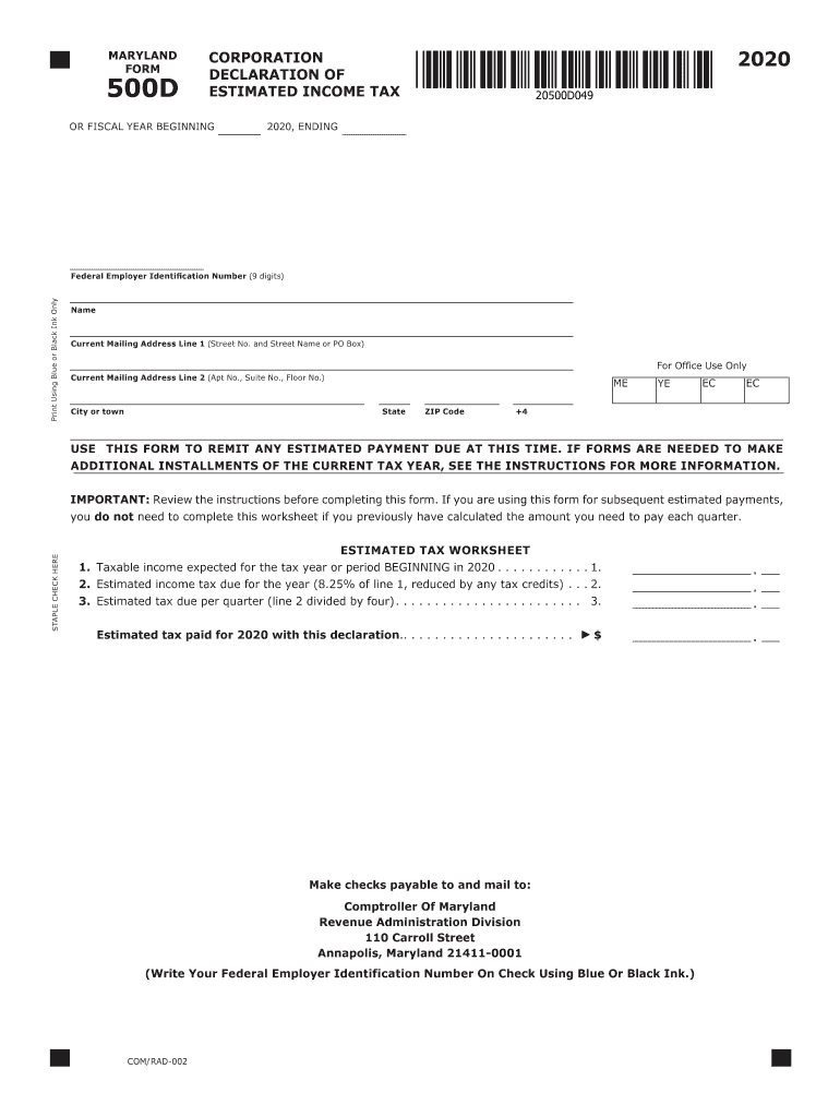 Md Estimated  Form
