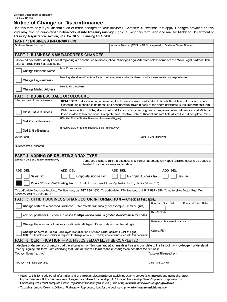 Michigan Tax Form 163