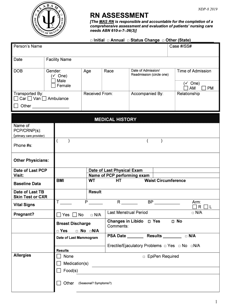 NDP 8 RN Assessment  Form