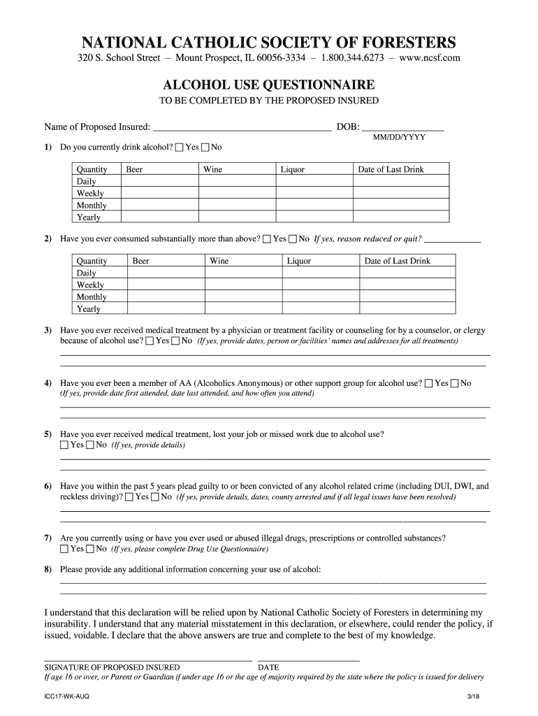 National Catholic Society of Foresters Better Business Bureau  Form