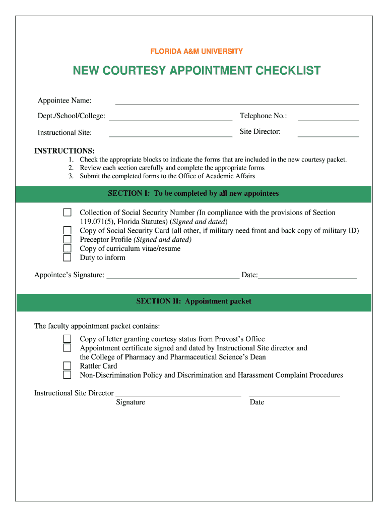 Courtesy Appointment Form and Procedures Faculty