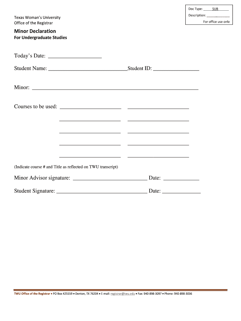 Minor Declaration  Form