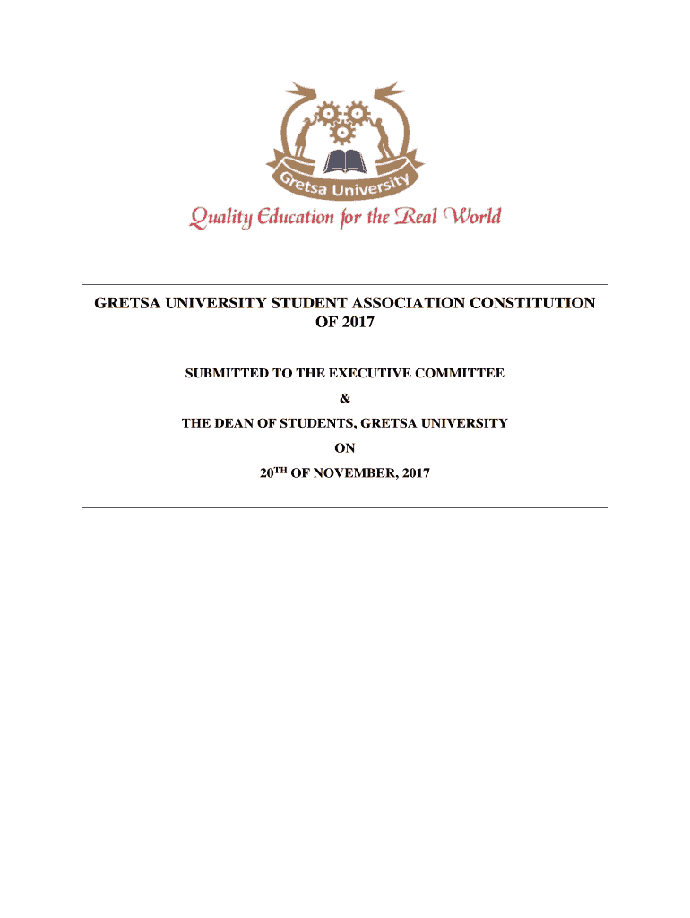 GRETSA UNIVERSITY STUDENT ASSOCIATION CONSTITUTION  Form