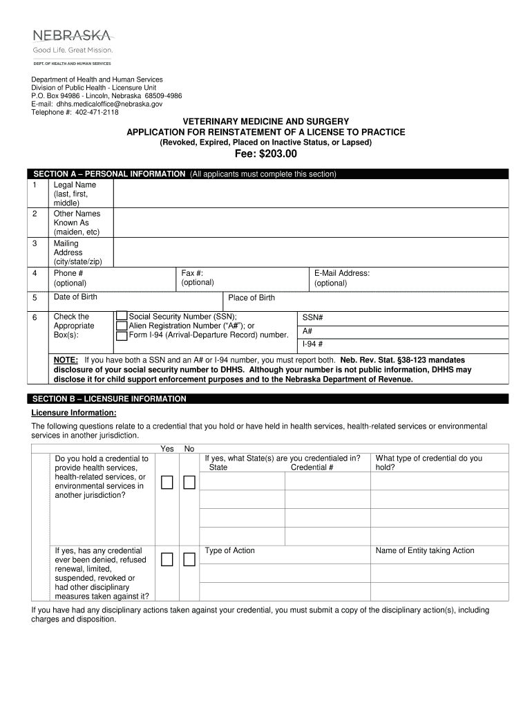 Medicine and Surgery Nebraska DHHS Nebraska Gov  Form