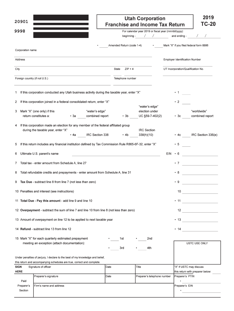 Utah State Tax Form