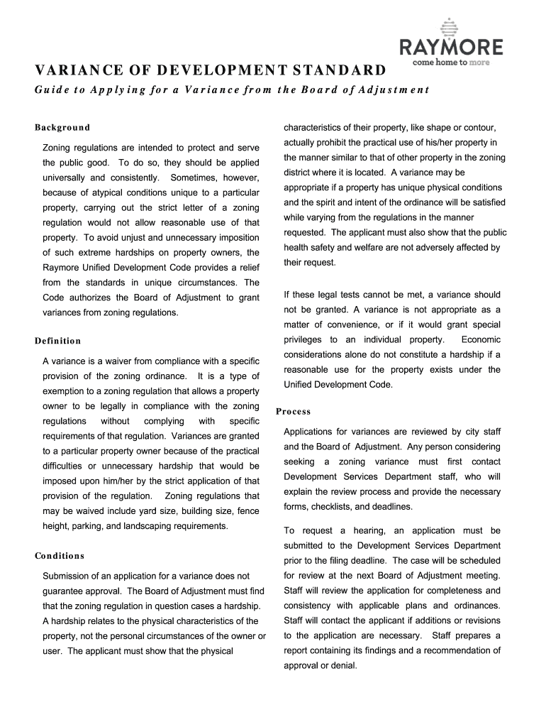  Variance and Hardship Handout City of Sioux Falls 2019-2024