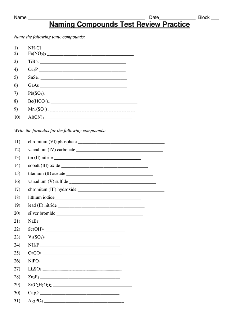 Naming Practice  Form