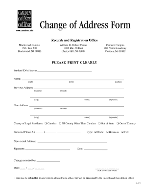 Camden County College Camden  Form