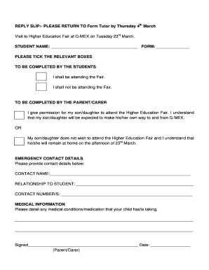 Reply Slip Sample  Form