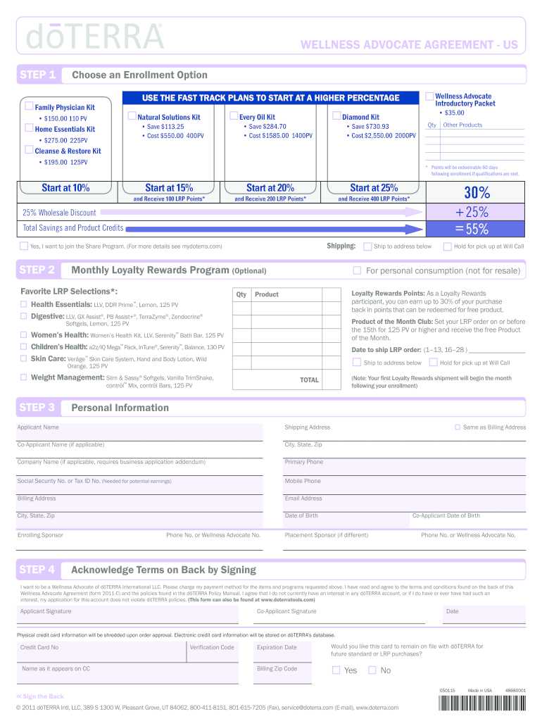 Doterra Enrollment Form