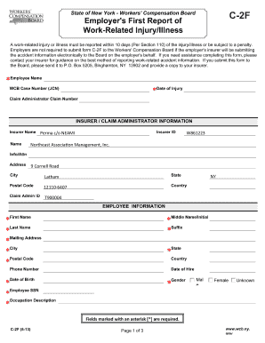 C 2F Form Employer&amp;#39;s First Report of Work Steuben County Steubencony