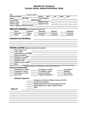 School Social Work Referral Form Template