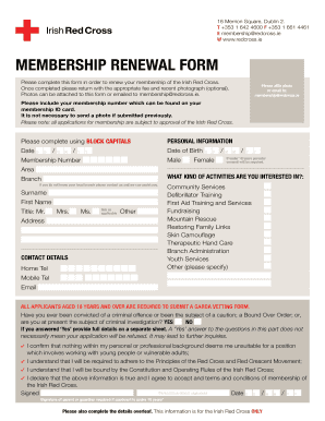 Red Cross Membership Registration  Form
