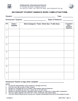 Completion Form for Students