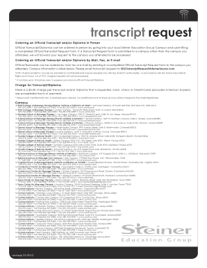 Transcript Request Cortiva Institute  Form