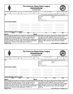 Arrl Radiogram Form