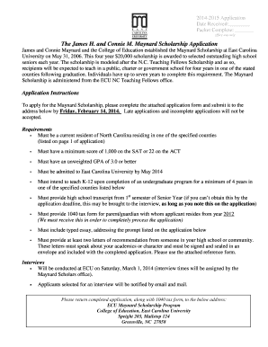 Maynard Scholarship Application PDF File Images Pcmac  Form
