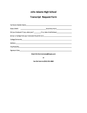 John Adams Virtual High School Transcript Request Form - Fill Out ...