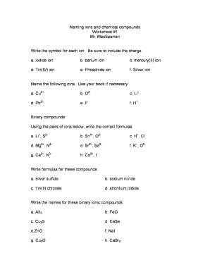 Forming Ionic Compounds Worksheet