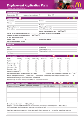 Download Job Application Form for McDonald&amp;#39;s Application Form Org Images Pcmac