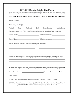 Senior Night Announcement Script  Form