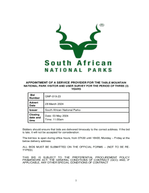 Sanparks Supplier Database  Form