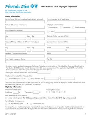 1 New Business Small Employer Application Rogers Benefit Group  Form