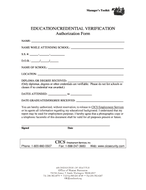 Education Verification Authorization Form