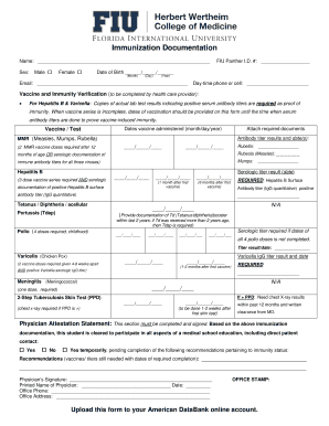 Fiu Immunization  Form