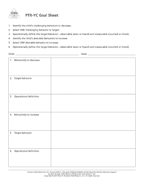 PTR YC Goal Sheet  Form