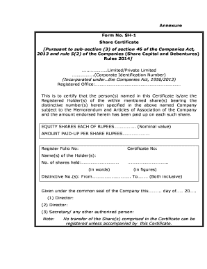 Share Certificate Format