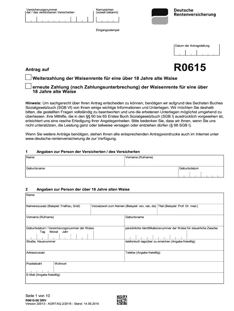 Deutsche Rentenversicherung Formular R0615