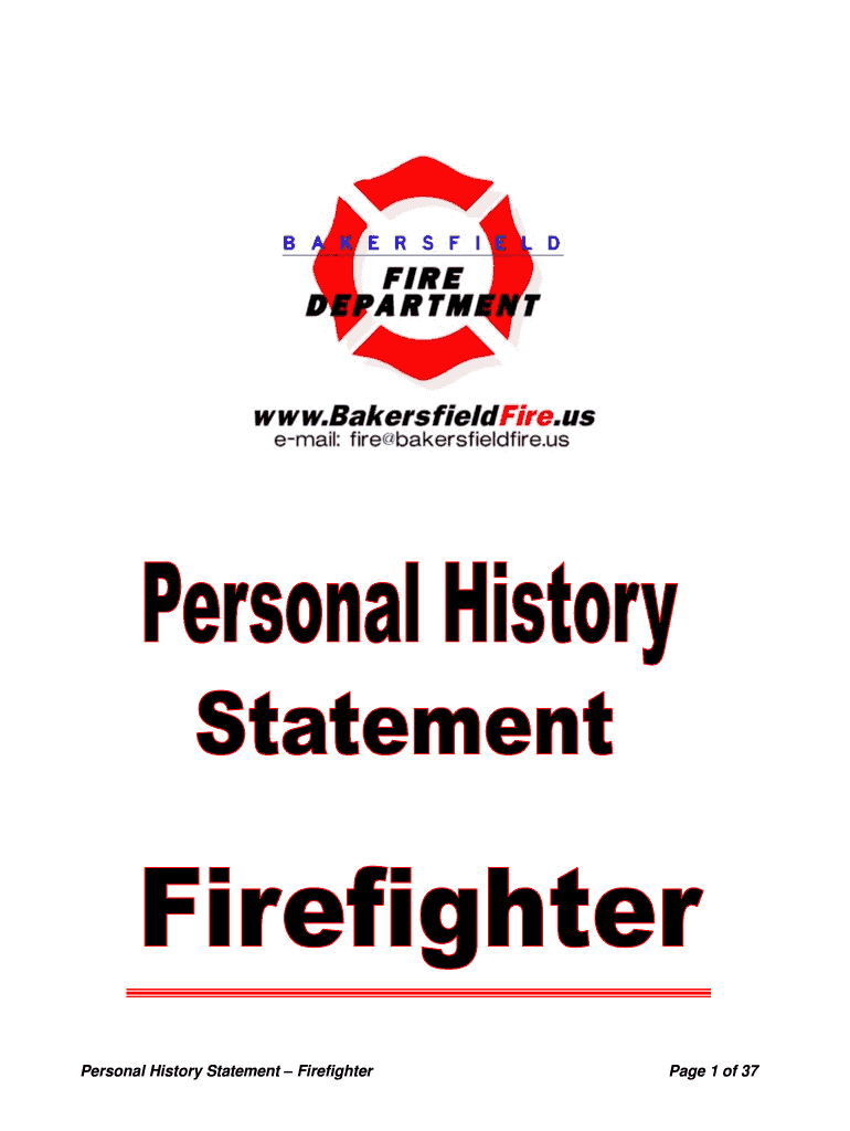 Personal History Statement Firefighter  Form