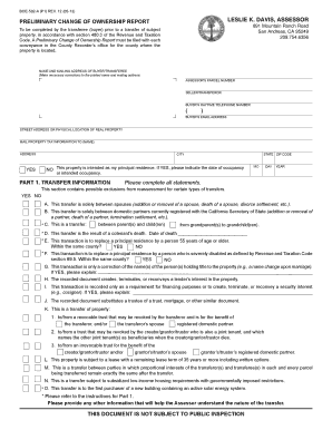 PreliminaryChangeOfOwnershipPCOR Calaveras County  Form