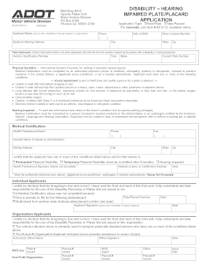  DisabilityHearing Impaired PlatePlacard Application DisabilityHearing Impaired PlatePlacard Application Azdot 2018