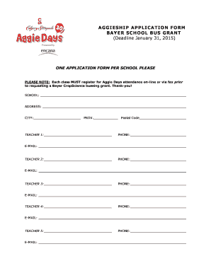 School Bus Application  Form