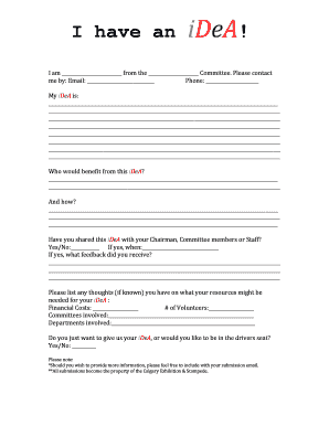 Idea Submission Template  Form